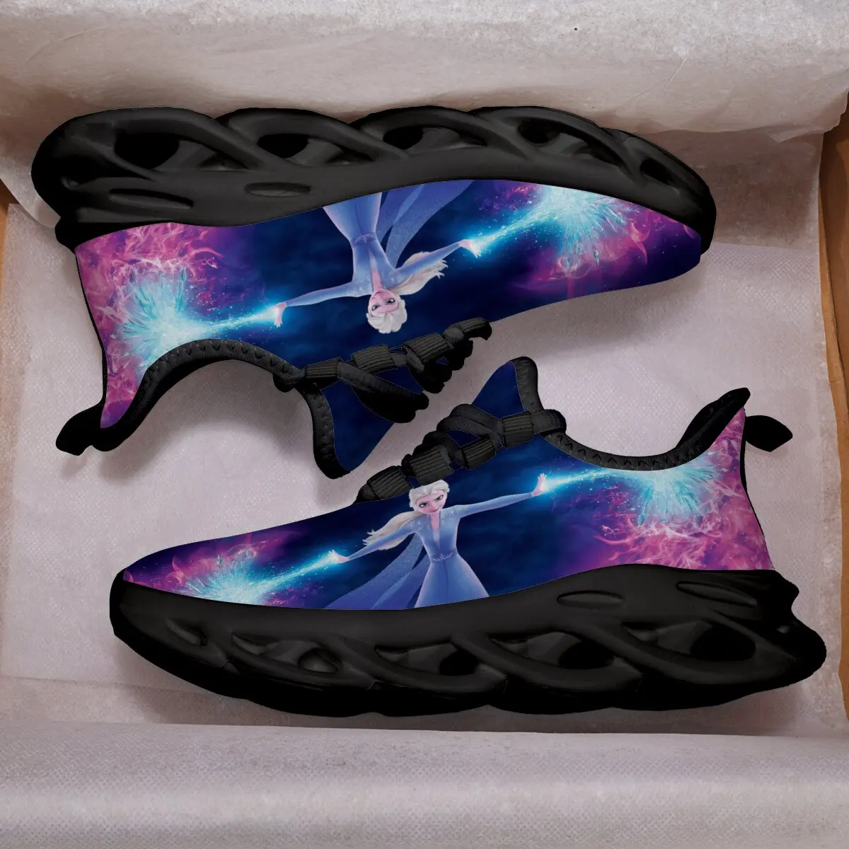 

Disney Cartoon Girl Princess Elsa Casual Shoes Frozen Sneakers Non-slip and Lightweight Chunky Sneakers Toddler Girl Shoes