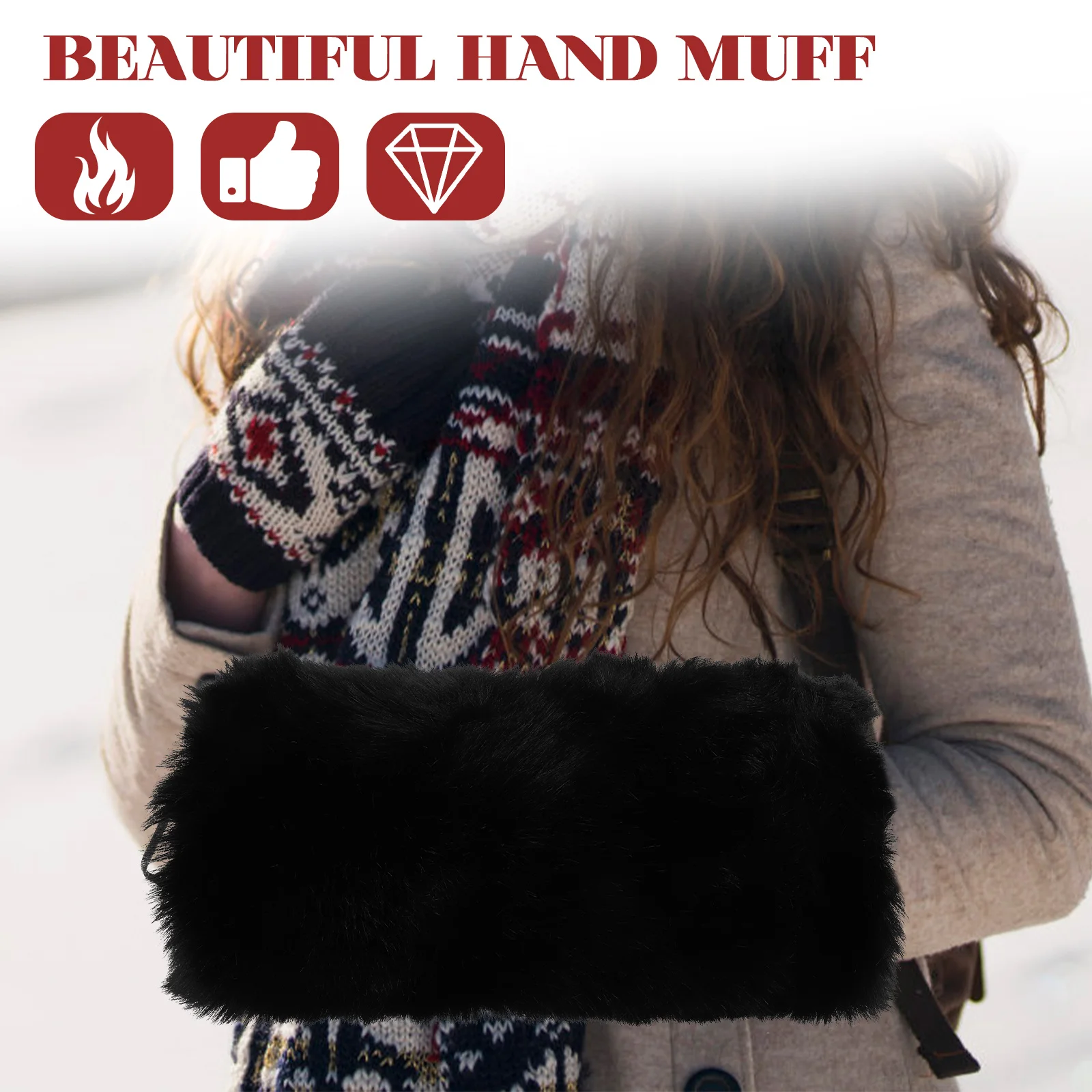 Thermal Gloves Plush Hand Warmer Pillow Handbags for Women Faux Fur Muff Delicate