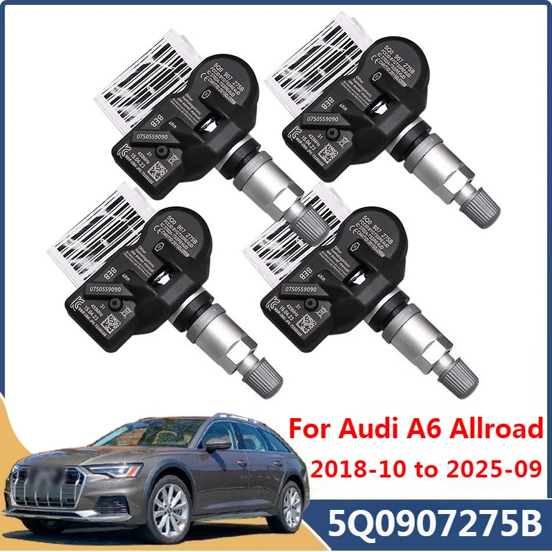 433MHZ TPMS 5Q0907275B ل 2018-2025 أودي A6 Allroad A7 Q3 RS7 2009-2012 فولكس فاجن جولف Eos مراقبة ضغط الإطارات الاستشعار 4 قطعة