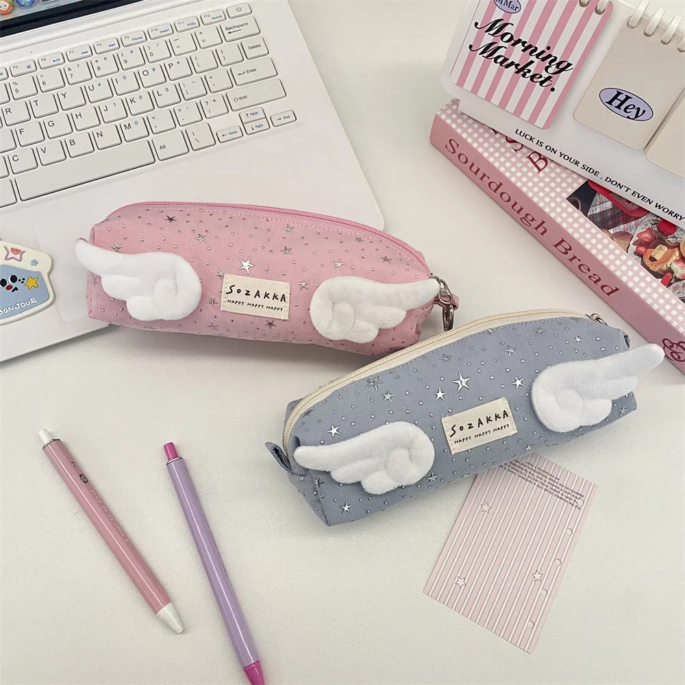 High-Aesthetic Angel Star Pencil Case• Unique Large-Capacity Stationery Box • Pencil Organizer for Junior & Senior High Students
