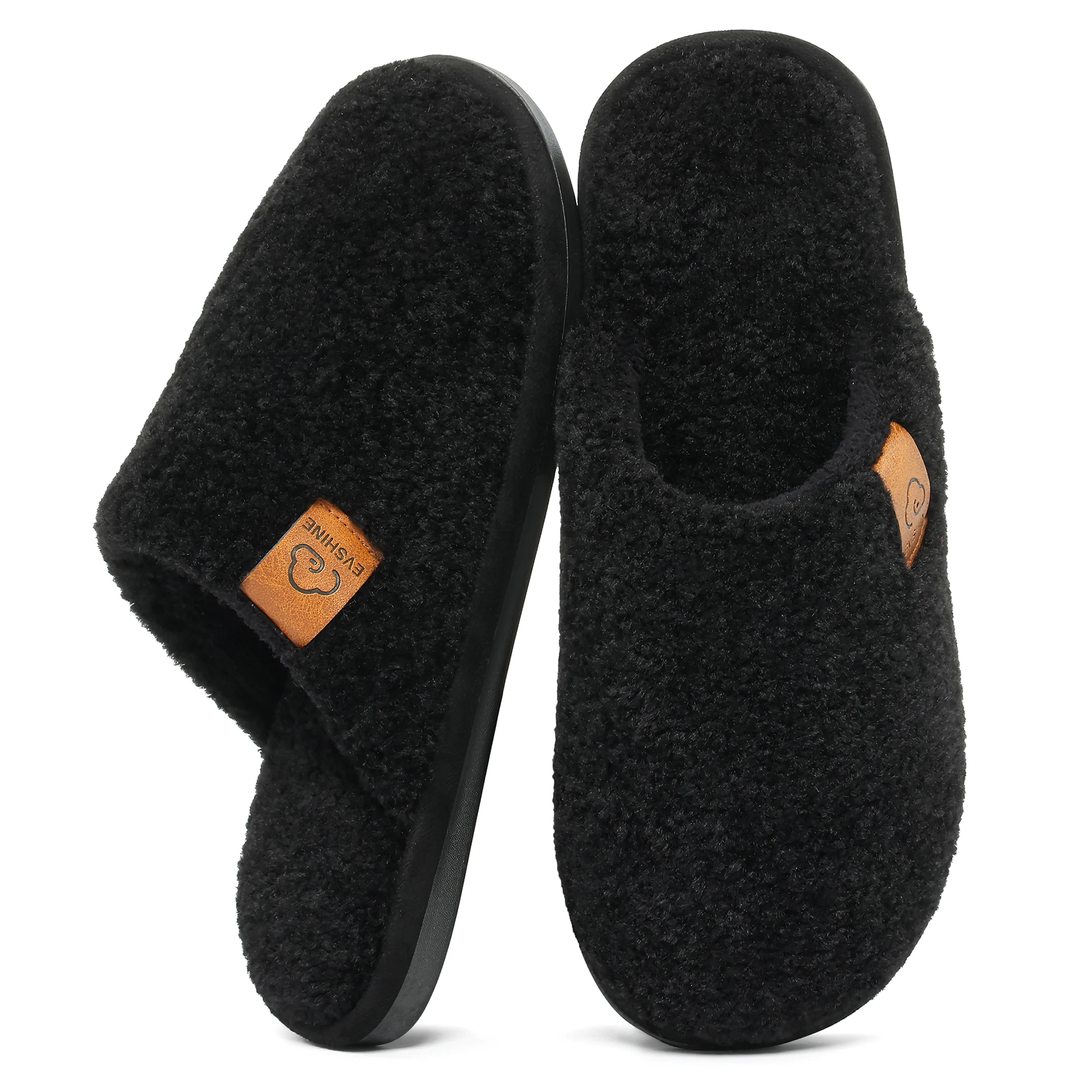

Evshine Winter Plush House Slippers For Men Comfy Memory Foam Cotton Slides Women Fur Fluffy Slides Unisex Indoor Fuzzy Slippers