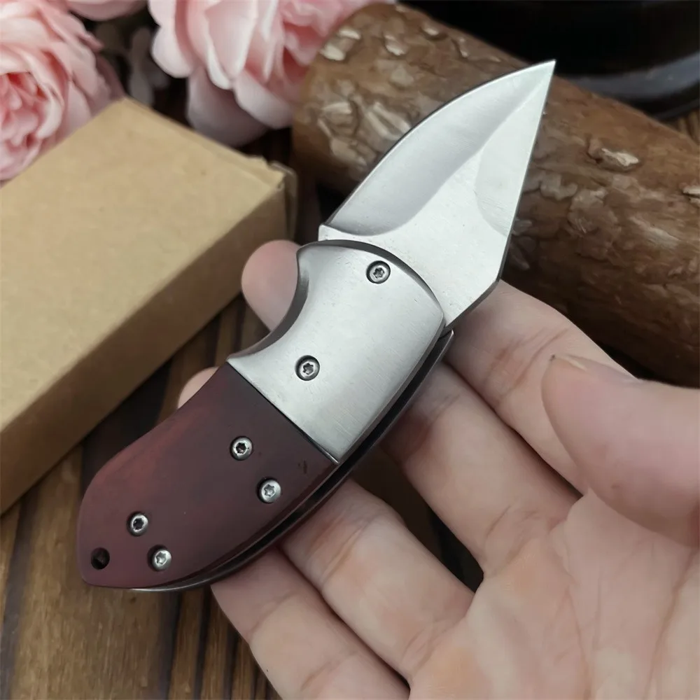 

High-Quality EDC Folding Knife 5Cr13MoV Blade Stainless Steel Colorful Wooden Handle Travel Hiking Cutting Camping Outdoor Tool
