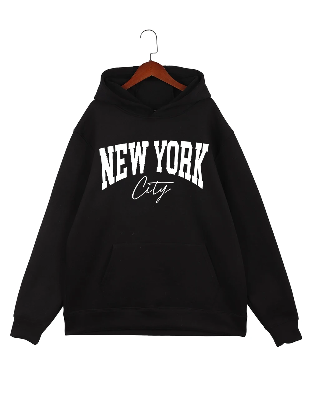 مدينة نيويورك رسالة مطبوعة سترات قطنية عالية الجودة المرأة الشتاء الصوف الدافئة البلوز أساسيات جيب البلوز ملابس رياضية فضفاضة