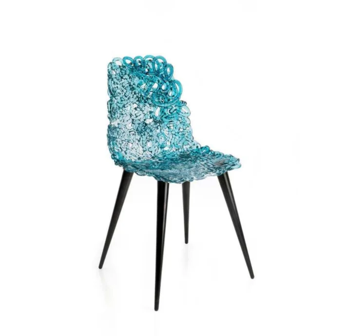 Modern creative amber fiber optic single casual dining chair designer hotel club home furniture back chair