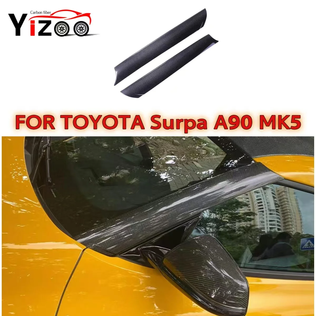 

Carbon Fiber Front Side A Pillar Windshield Trim Window Edge Sticker Shade Strip Cover For Toyota Supra A90 A91 2019-2022