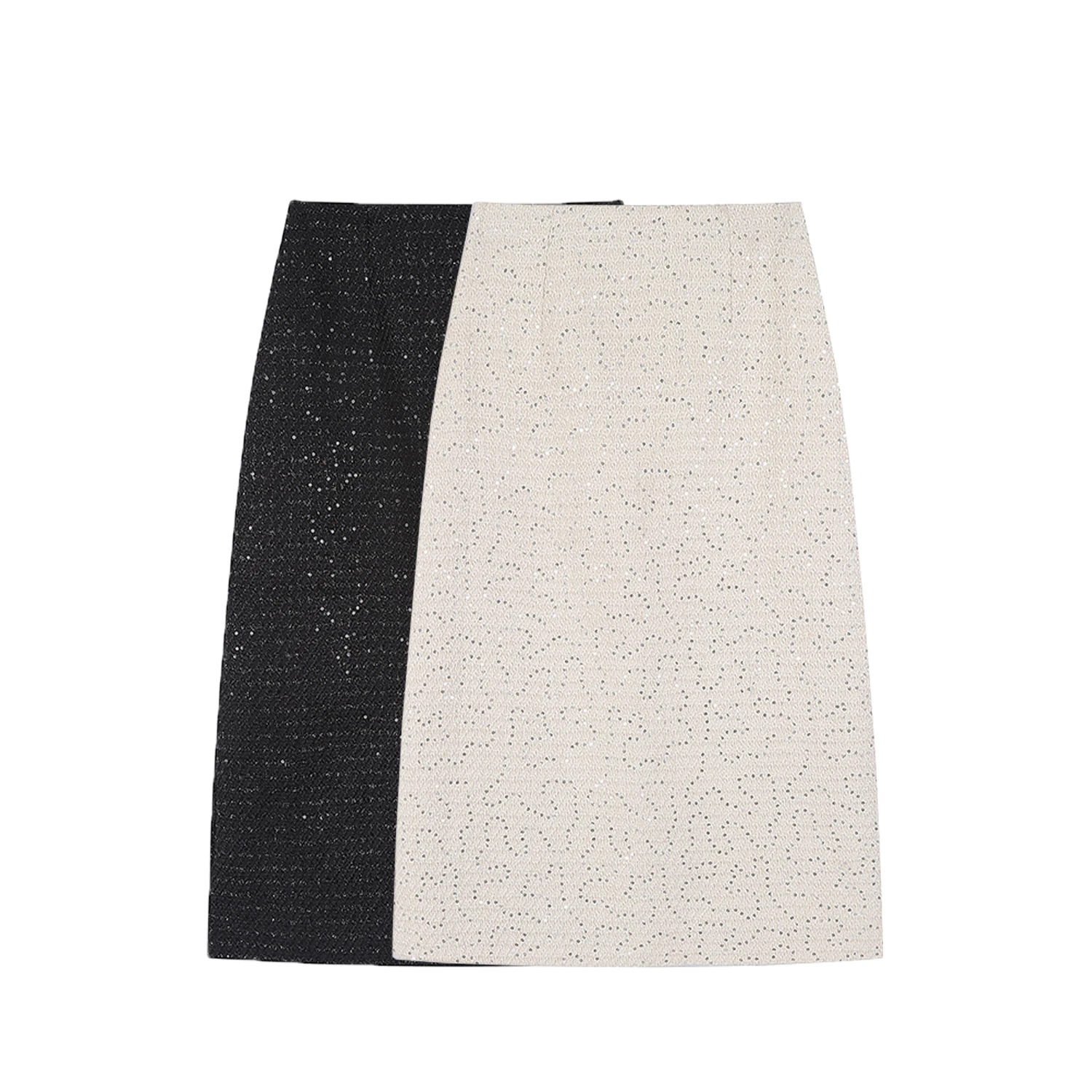 

Осень-зима, винтажные женские юбки трапециевидной формы с запахом и блестками, новинка 2025 года, офисная однотонная юбка-футляр с высокой талией и молнией сзади