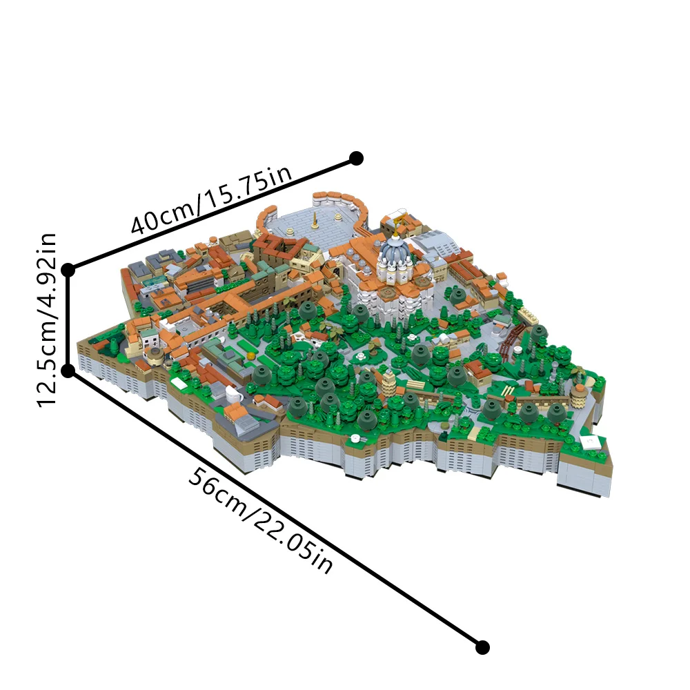 MOC-bloques de construcción de ciudad del Vaticano, modelo Modular, arquitectura de ciudad del Vaticano, vista de calle, ladrillos, juguetes de ensamblaje, regalos de cumpleaños para niños