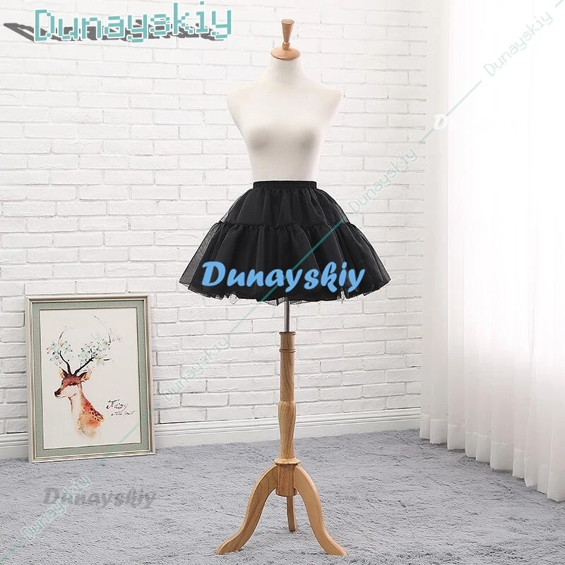 Neue Ankunft Schwarz Weiß Frauen Mädchen Petticoats 3 Schichten Kurze Cosplay Hochzeit Petticoats Unterrock 2024