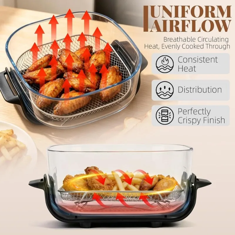 VEHO-Air Fryer Rack 2PCS Large Reusable Crisper For Ninja For Crispy Air Fryer FN101 Even Cooking For Crispy Food