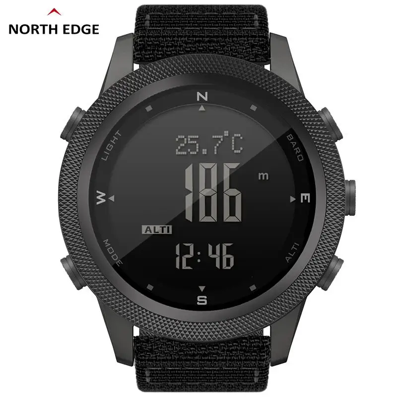 NORTH EDGE APACHE-46 jam tangan Digital pria, jam tangan olahraga luar ruangan lari berenang, jam tangan Altimeter, Barometer kompas