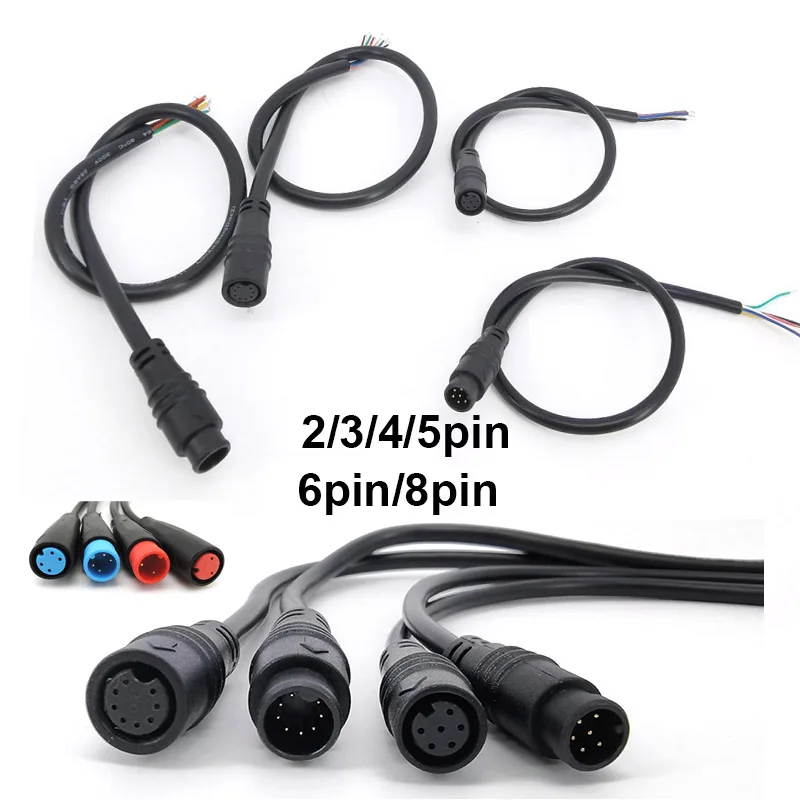 M8 9mm 3 4 6 8 core Pin DC Electric Bicycle Butt Joint Plug waterproof female male Connector Scooter Brake Cable sensor Signal