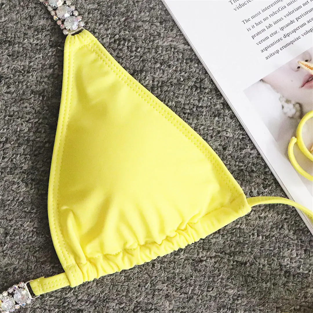 Neuer, mit Strasssteinen besetzter, glitzernder Bikini, Damen-Badebekleidung, zweiteiliger Bikini-Set, Badeanzug, Badebekleidung, Modell V2268. – Detail 25