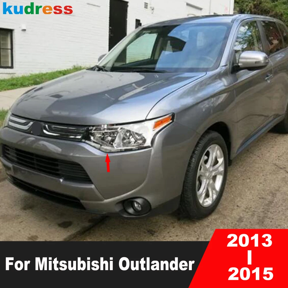 

Car Front Head Light Lamp Eyelid Cover Trim For Mitsubishi Outlander 2013 2014 2015 Chrome Headlight Eyebrow Frame Accessories