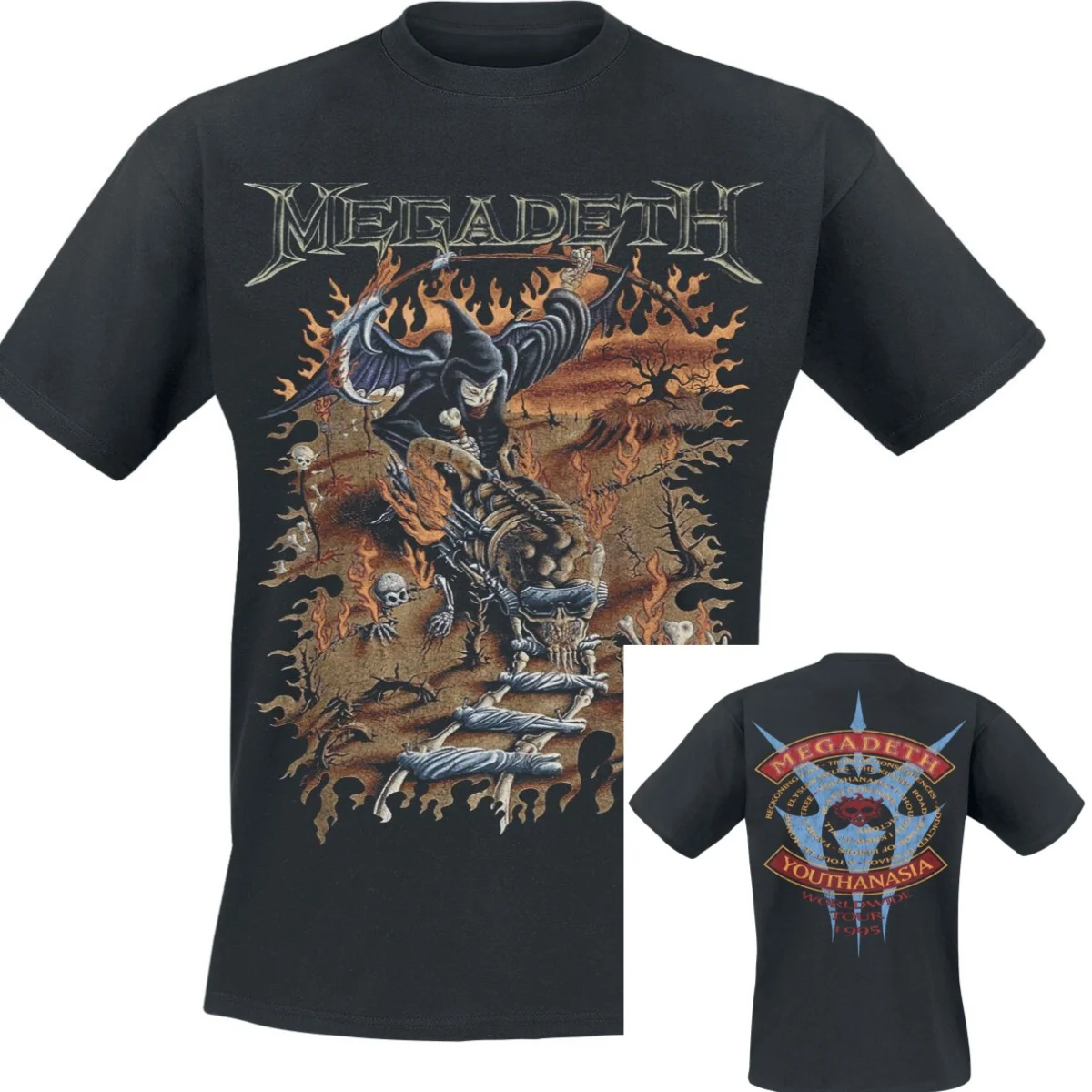2026 Youthanasia Flames Megadeth T-Shirt Men Women Vintage Metal Rock Band Graphic Tee Cotton Summer Streetwear Top Ins Y2k