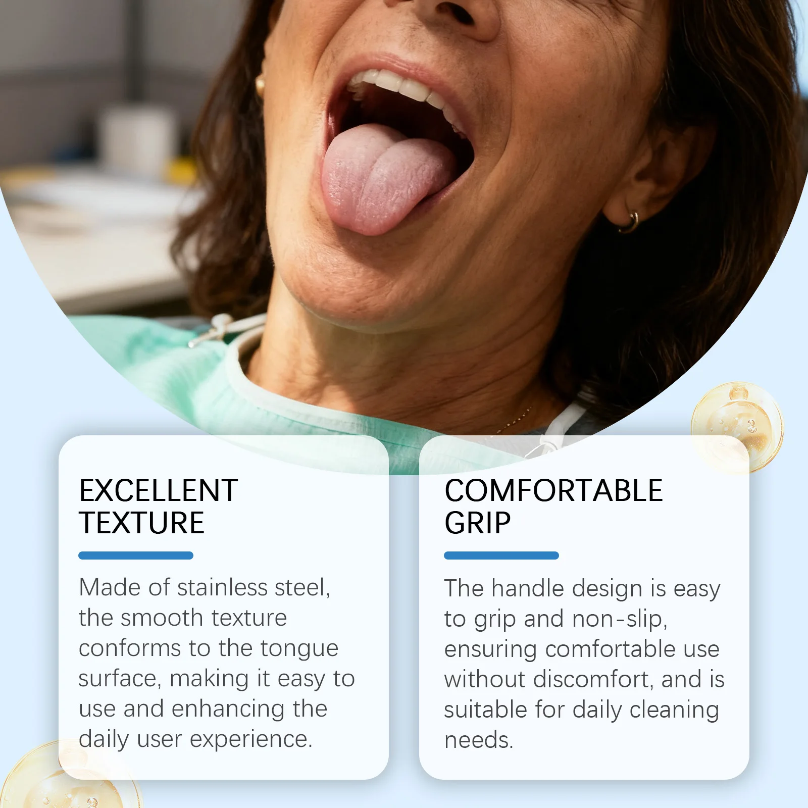 Reusable Tongue Scraper Cleaner Portable Easy Grip Handle Remove Bacteria Fresh Breath Improve Oral Hygiene Tongue Cleaner Tool