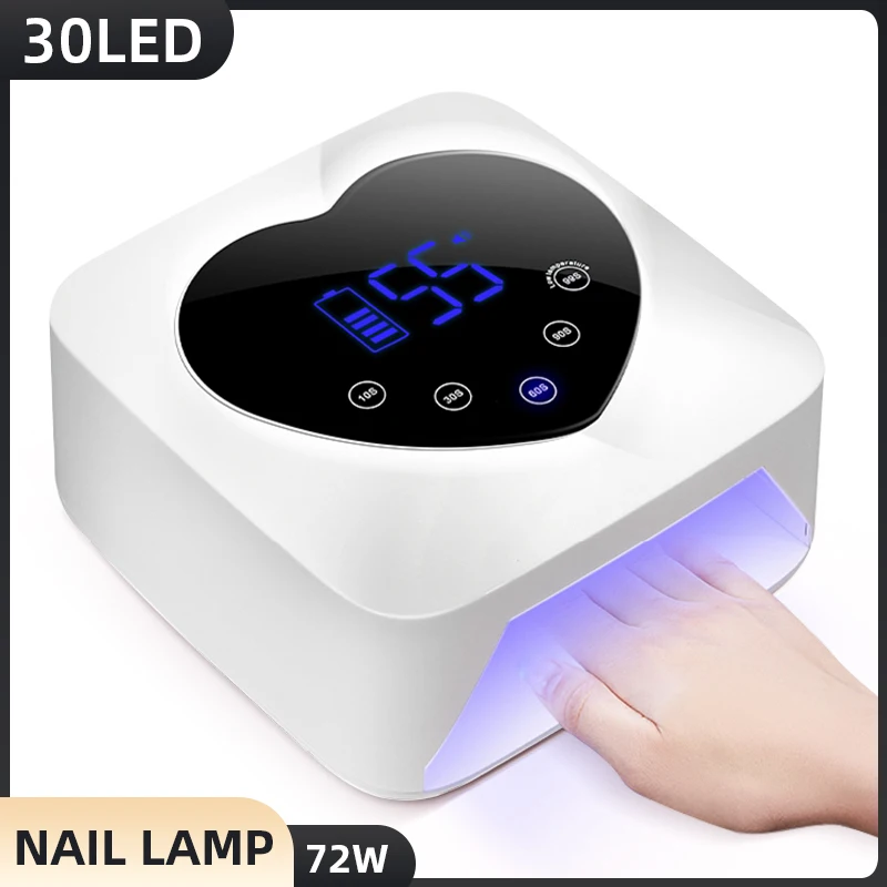 72W Nageldrooglamp Ingebouwde Accu Draadloze Uv Led Lamp Voor Nagels Geschikt Voor Alle Gel Professionele Nageluitrusting Gereedschappen