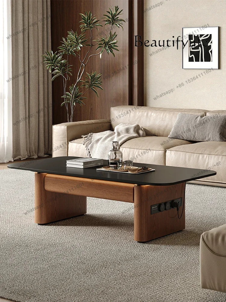 

Living Room Home Simple Multi-Functional Stone Plate Tea Table Quiet Style Small Apartment High Sense Tea Table