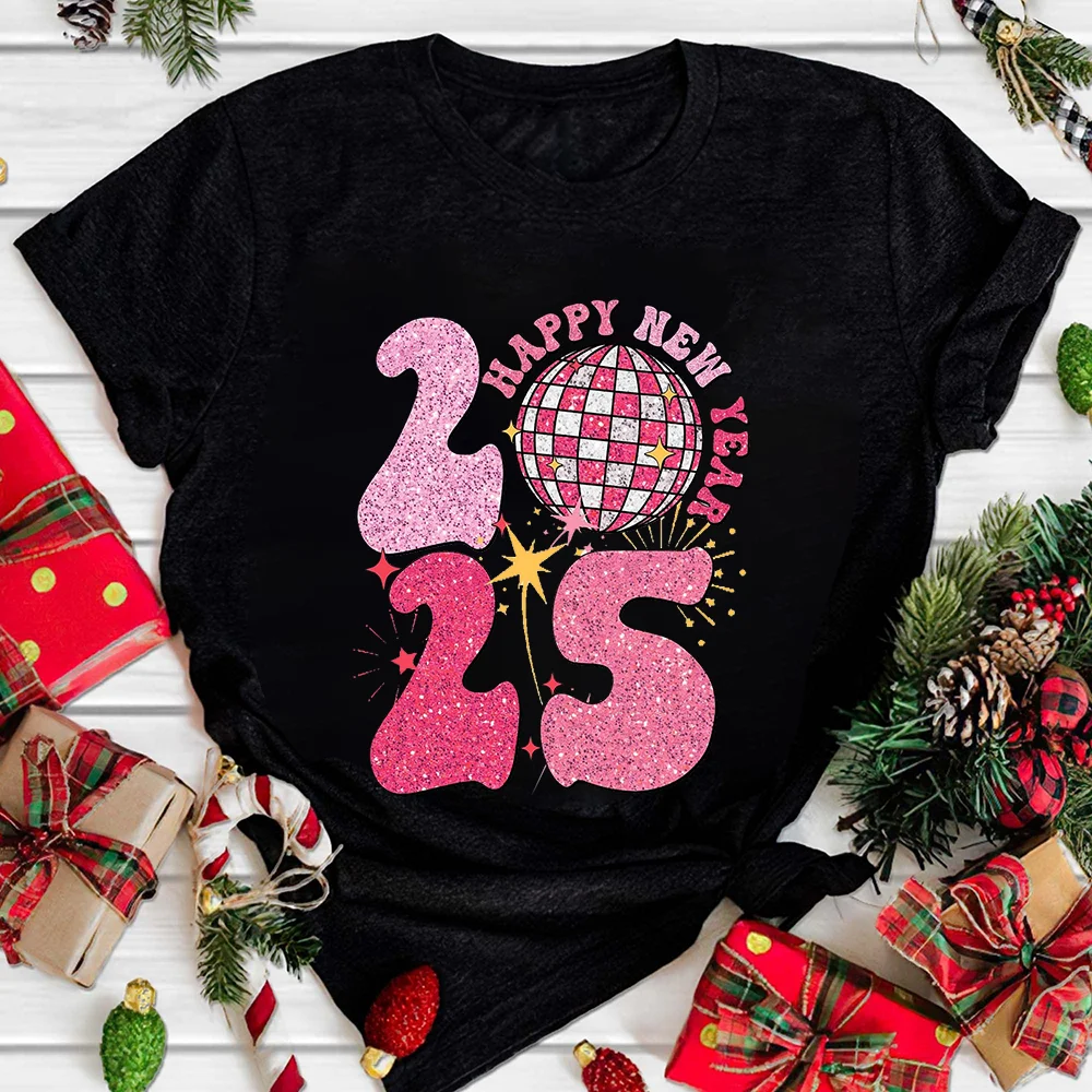 Happy New Year 2025 Women Fashion Top Clothes in My 2025 ERA New Year's Eve Shirt Women Short Sleeve Holiday Shirts