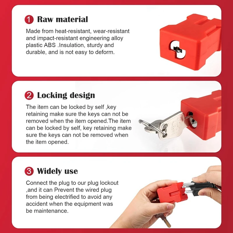 2Set Plug Lock-Electrical Cord Plug Lockout Device,Electrical Shutdown Service Fits U.S Standard 2 and 3-Pronged Plugs-A28R