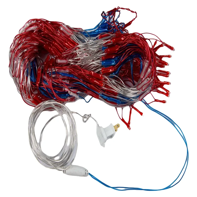 ABRO-American Flag Light With LED Light String, July 4Th Decorations, Independence Day National Holidays Flag Net Light