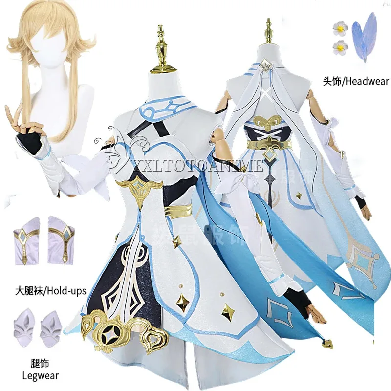 

Genshin Impact Lumine костюмы для косплея Хэллоуин вечерние игровая одежда для женщин милый костюм парик полный комплект