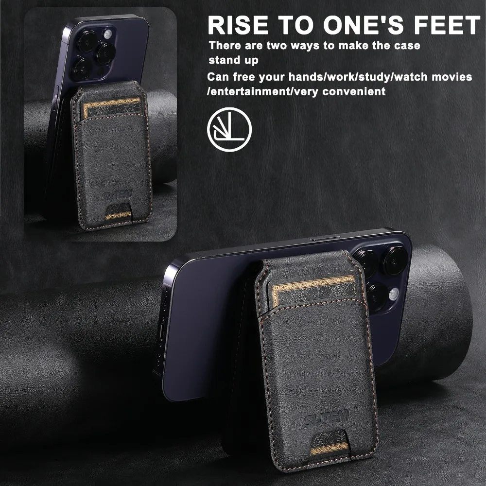 حقيبة هاتف مغناطيسية من الجلد Magsafe ، حامل الهاتف المحمول ، محفظة بطاقة الائتمان ، غطاء حافظة لهاتف iPhone 15 و 14 و 13 و 12 Pro Max ، Plus ، Mini