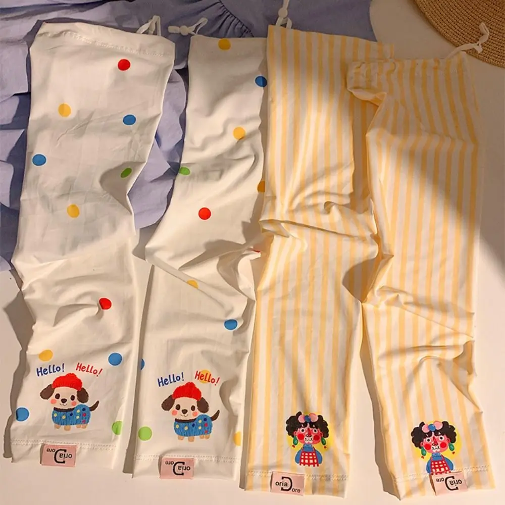 Тонкие анти-УФ-рукава из ледяного шелка с героями мультфильмов, милые свободные солнцезащитные рукава, солнцезащитные перчатки с длинными рукавами, женские велосипедные перчатки