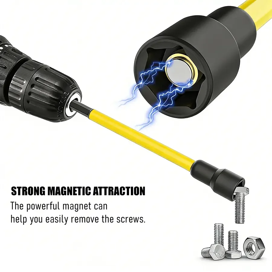 15Pcs Magnetic Nut Driver Set,Impact Power Hex Extra Long Nut Driver Drill Bit Master Kit | Metric | 1/4 Inch Hex Shank | Cr-V Steel#fathersdaygift