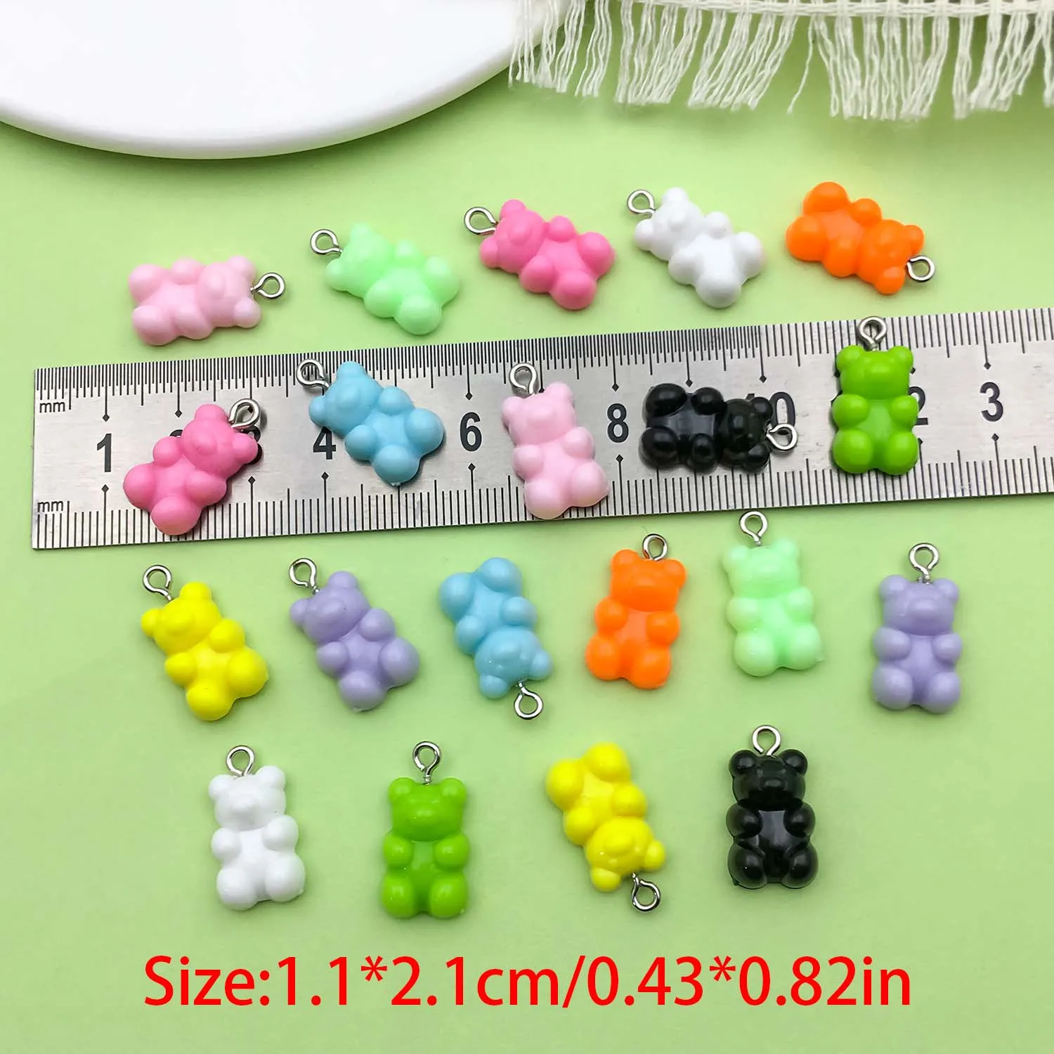 20pcs 11*21mm Colorful Cute Bear Design Charms Acrylic Animal Pendants For DIY Bracelet Necklace Jewelry Making Accessories