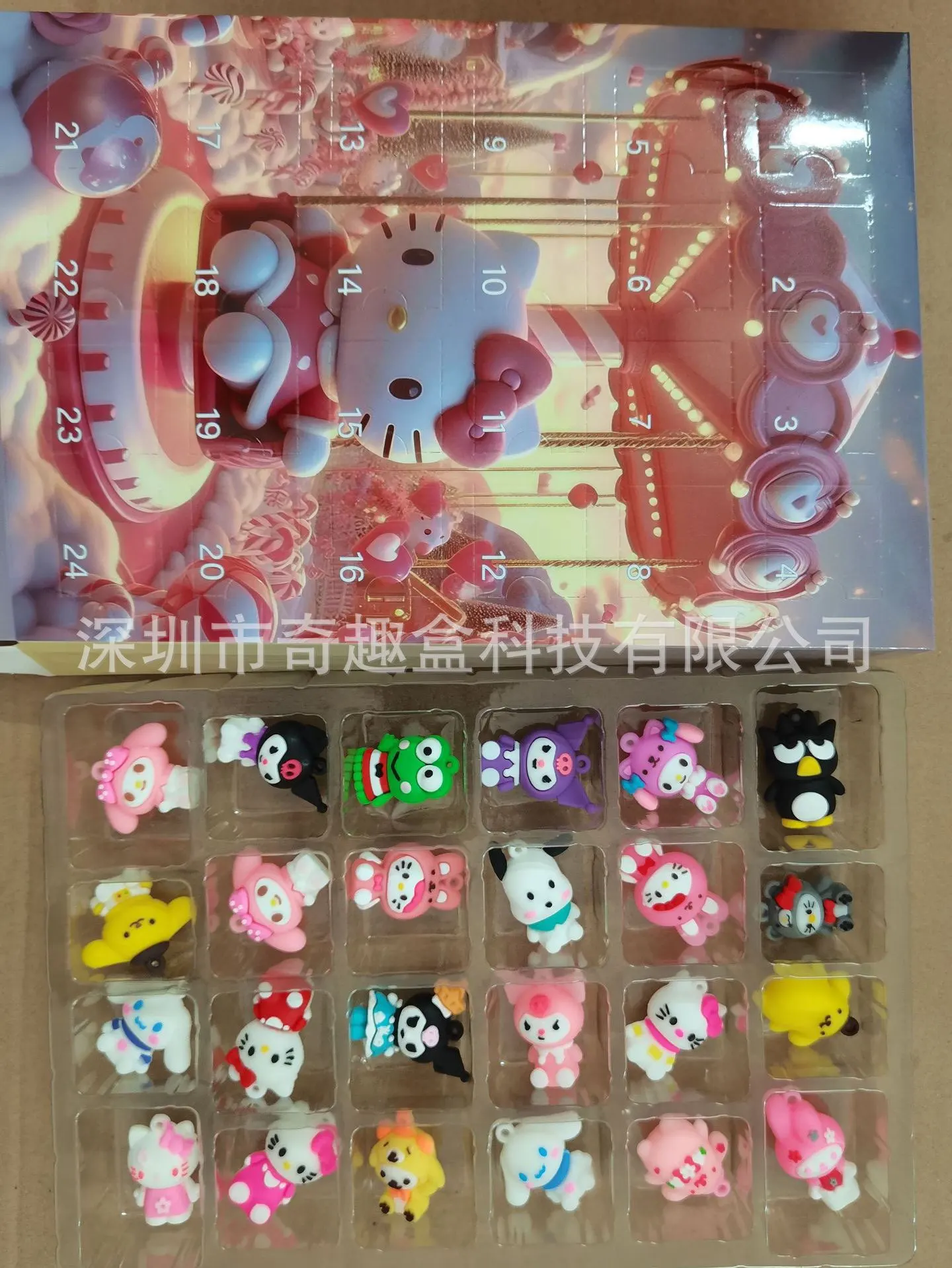 Sanrio Anime Hello Kitty Halloween calendrier de l'avent boîte Figure noël Kawaii mélodie Kuromi Figure modèle d'action cadeaux de vacances