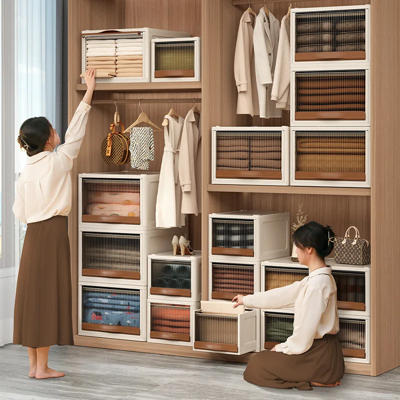 

Transparent wardrobe flip storage box Clothes,toys,books,sorting storage box Household foldable drawer storage box