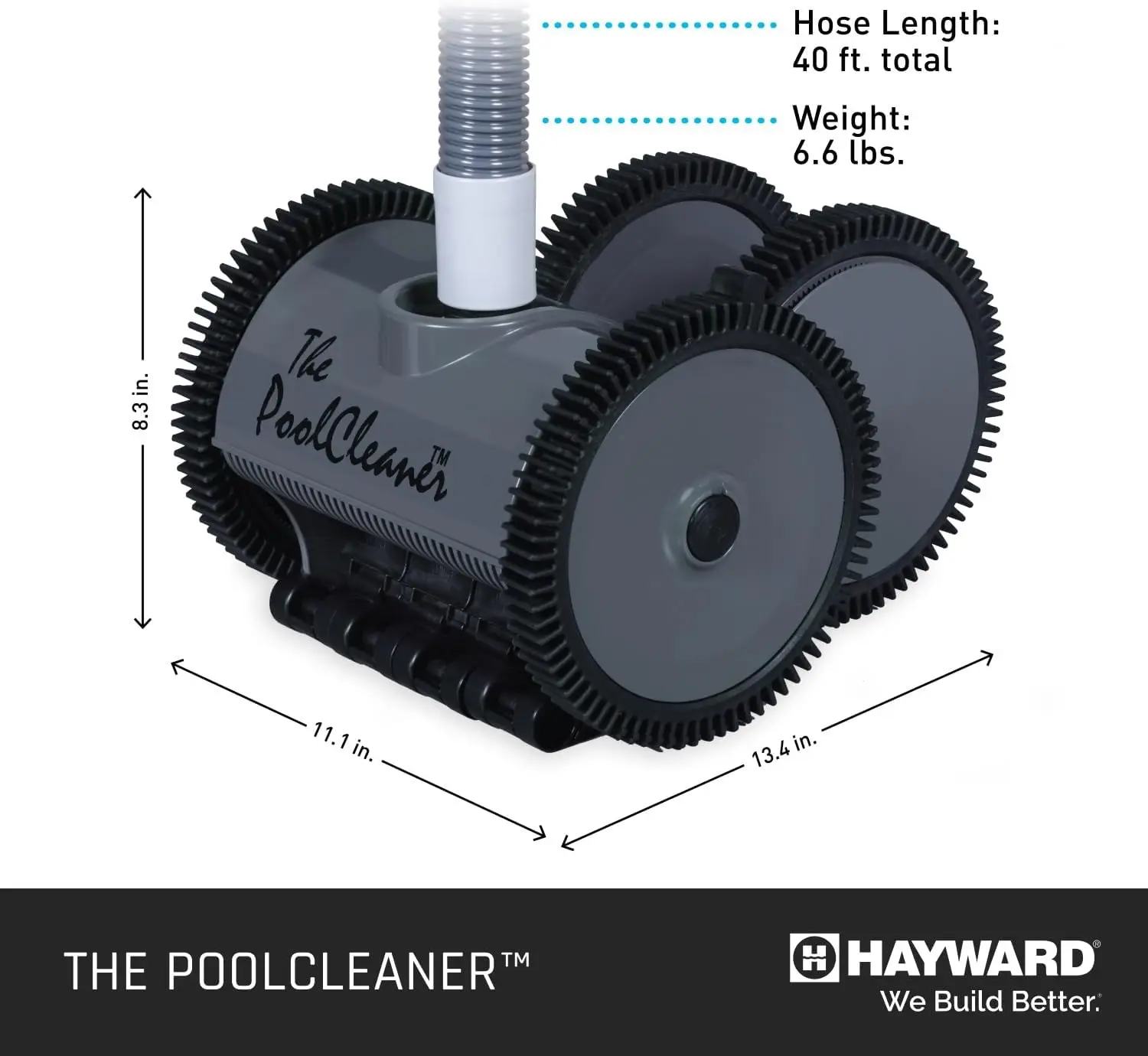 Limpiador de piscinas con succión para piscinas empotradas de hasta 20 x 40 pies. (Vacuum automático para piscinas), gris