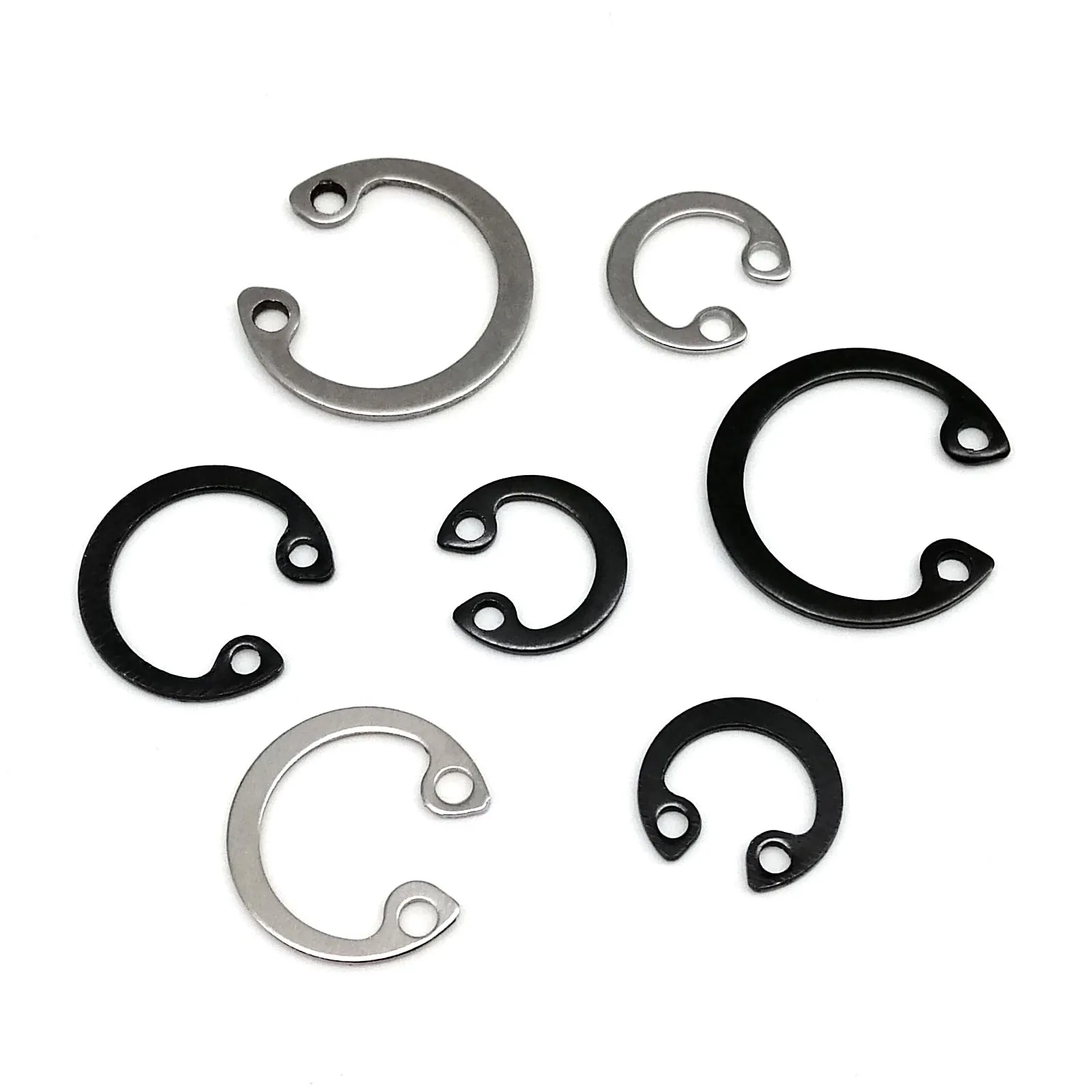 1 Box M8-M24 Assortment Kit Set C Type Internal Circlip Retaining Hole Clip Snap Ring GB893 304 Stainless Steel Black 65mn Steel image 4