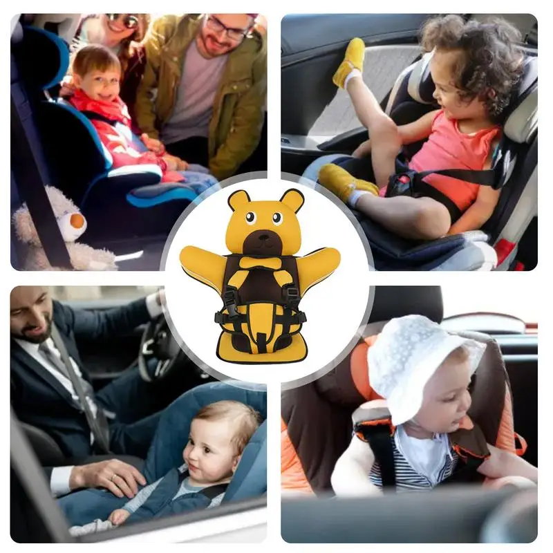 Child Safety Seat Mat Travel Auto Seat Cushions Cute Bear Mat Protection Baby Car Seat Cushion Adjustable Stroller Seat Pad