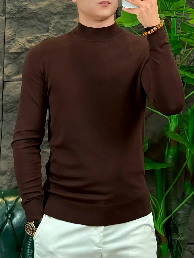 

Faionable Knitted Men's Base Layer Sweater H6 Autumn Winter New Arrival Comfortable Sli Busin Casual Versatile