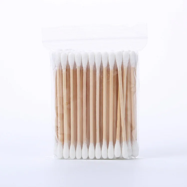 Cotone struccante a doppia estremità, assorbenti per la casa, assorbenti per scavare le orecchie, tamponi di cotone, monouso, pulizia a testa tonda