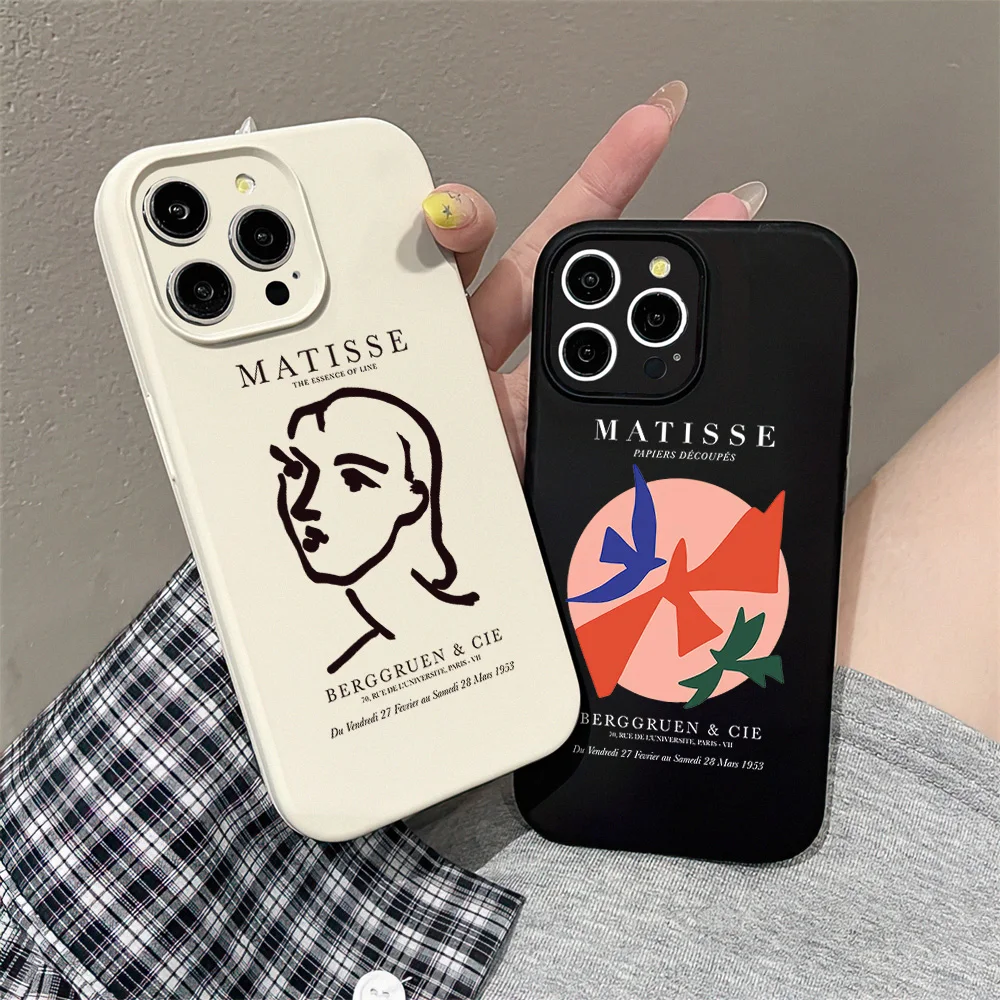 Henri Matisse Art For iPhone 16 15 14 13 12 11 Pro MAX Plus Liquid Silicone Velvet All-Inclusive Soft Phone Case