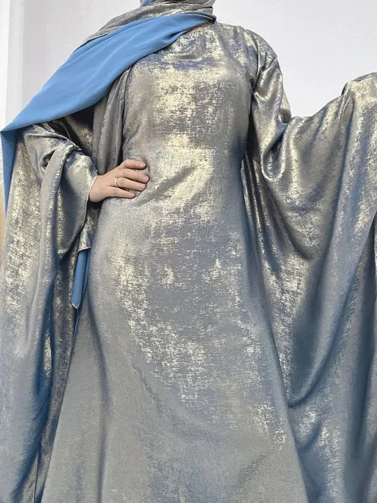 Abaya-Robe musulmane brillante à manches chauve-souris pour femmes, robe longue, papillon doux, service de culte, mode, wy2035