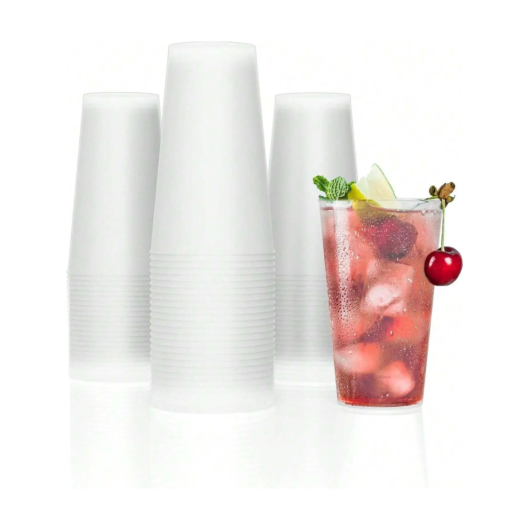 Reusable hard polypropylene plastic glasses sidra 500 ml - matte white hard polypropylene plastic unbreakable, very strong and resistant - ecological - bpa free pack 25u, 50u, 100u to choose from perfect for parties, events, cups, gin tonic, cu