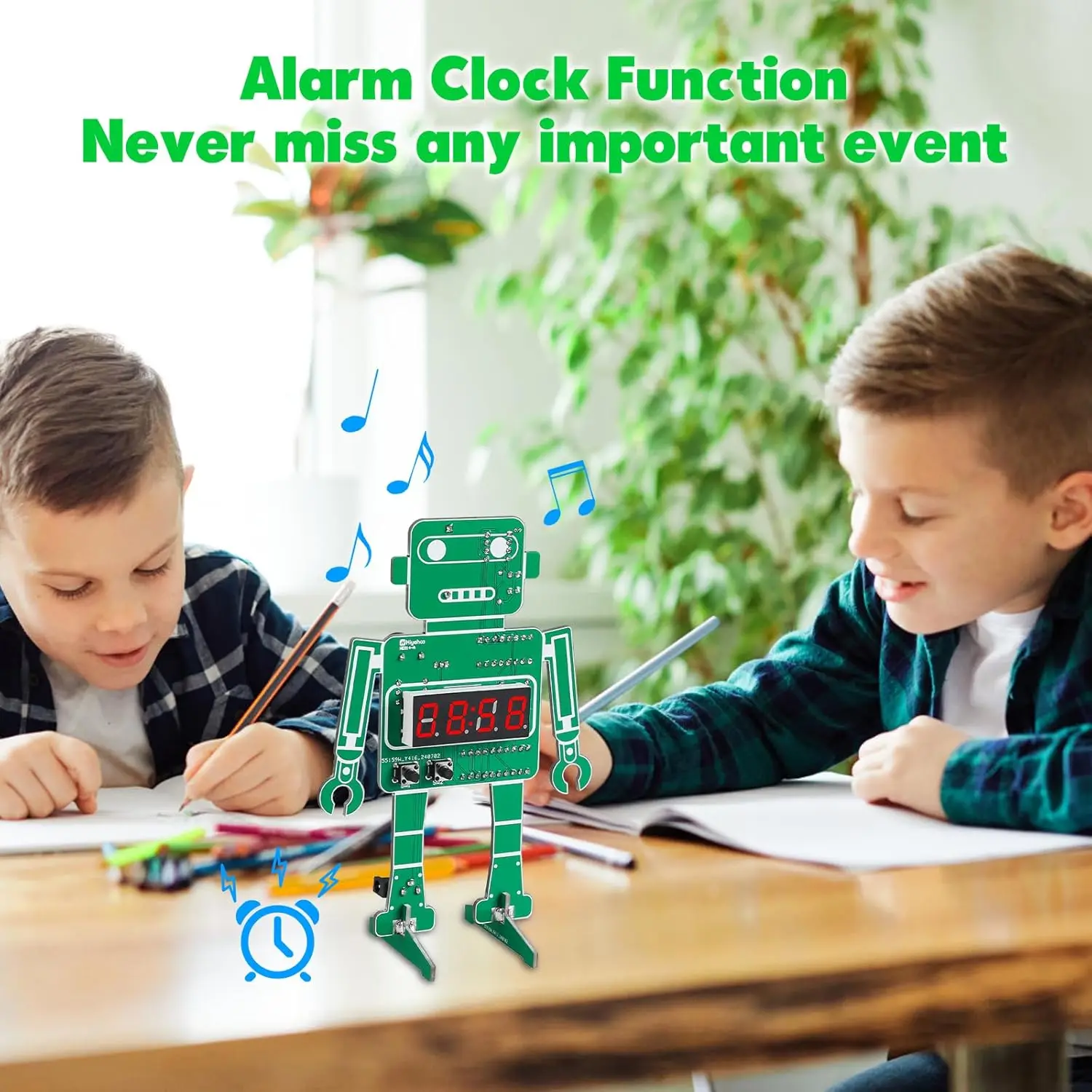 DIY Digital Clock Kit 4-Digit Robotic Alarm Clock Electronic Practice Learning Kit Temperature Clock Board for School Education