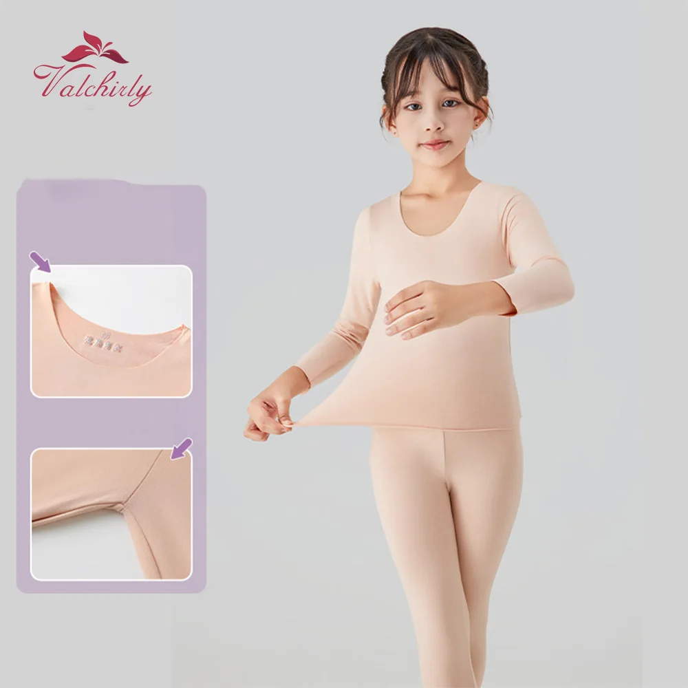 Roupa interior térmica da menina roupas de inverno sem costura lingerie quente conjunto de roupas térmicas 2 peças para crianças de dança
