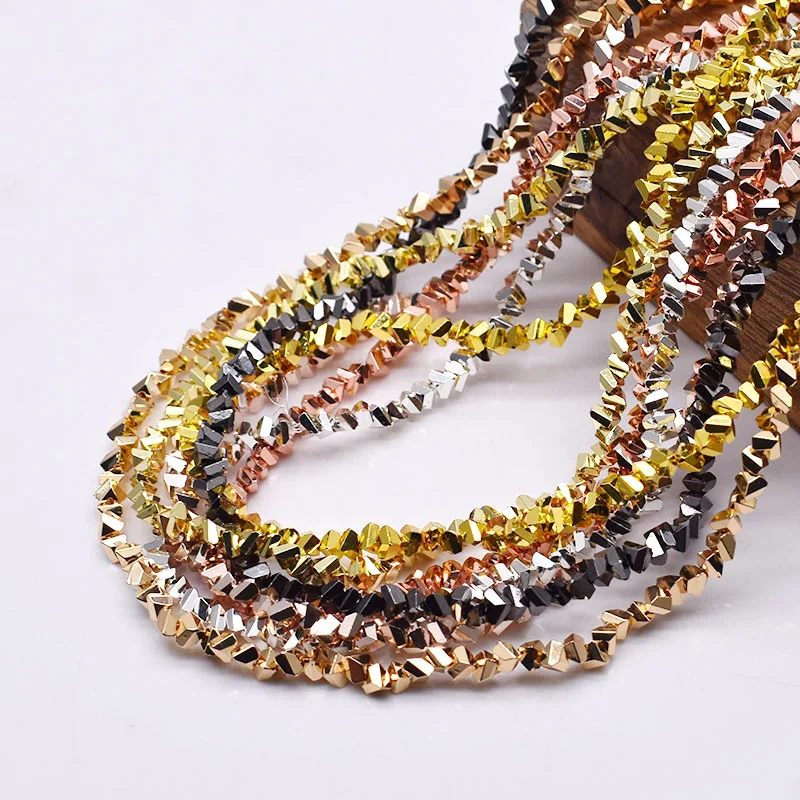 New Gold Color Silver Color Triangle Crystal Beads 4mm 130pcs Crystal Glass Loose Spacer Beads For Jewelry Making DIY image 2