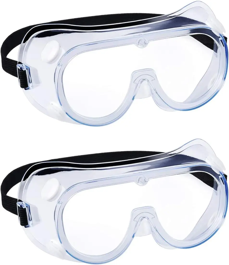 

2 Pack Adjustable Anti-Fog Safety Goggles, Lightweight Protective Glasses for Eye Protection in White