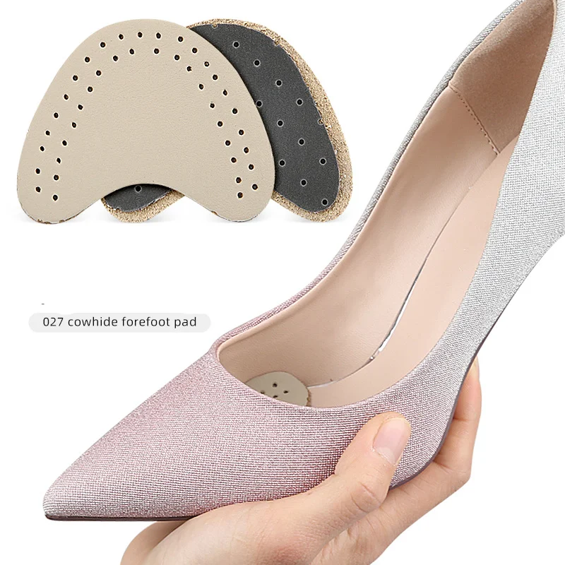 2Pcs=1Pair Anti-slip Stickers Leather Forefoot Pad Women High Heels Pain Relief Insert Insoles Toe Cushion Foot Care Shoes Pad