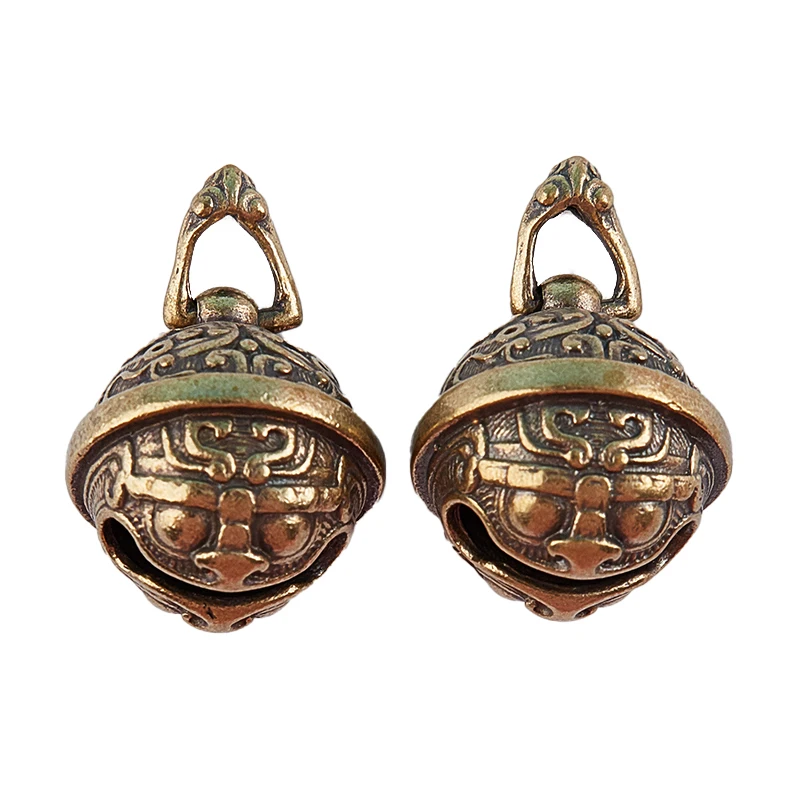 1PC Mini Brass Wind Bell Die-Casting Gluttony Beast Car Key Pendant Tibetan Auspicious Bronze Bell Creative Gift Home Decoration