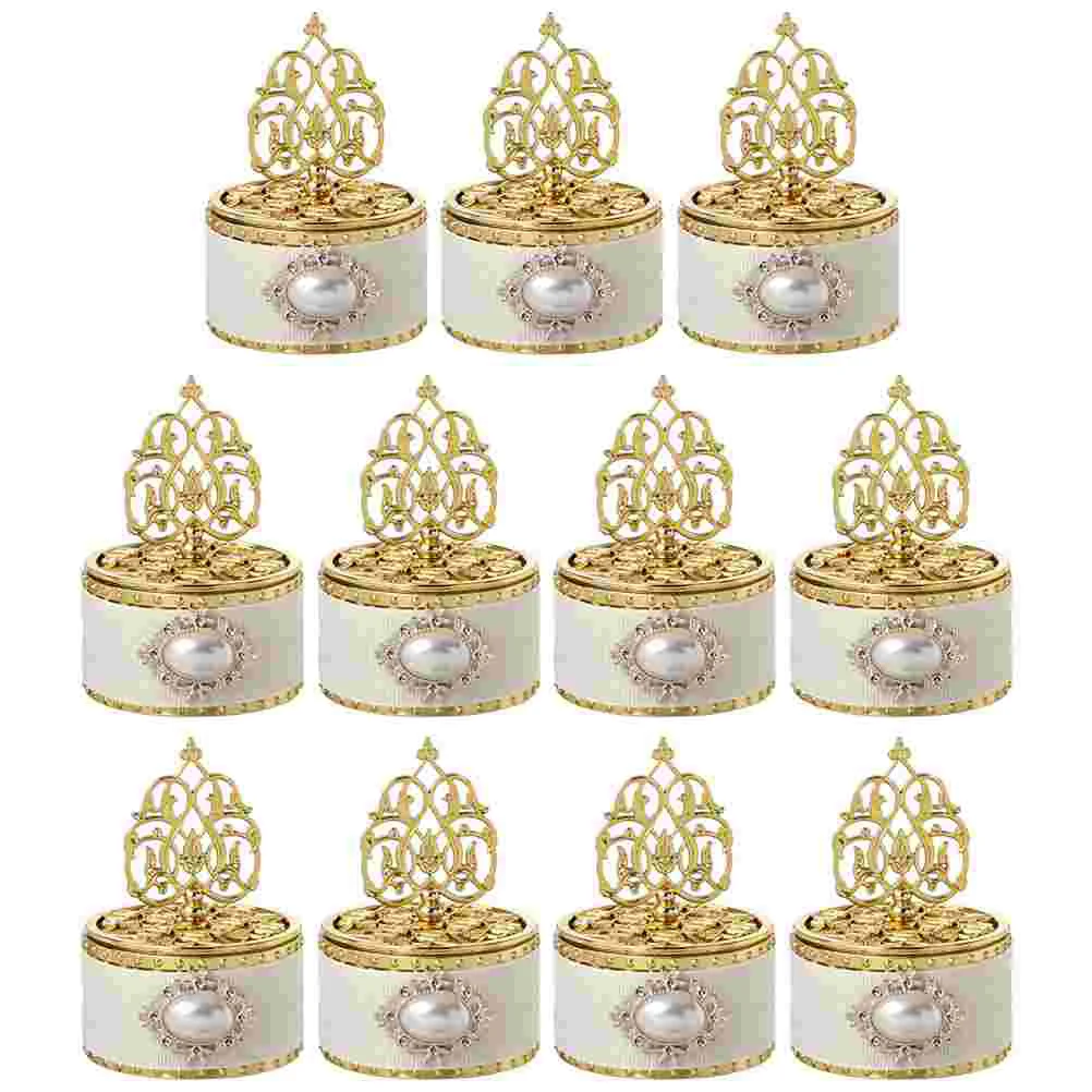 

12 Pcs Gold Trim Candy Box Cake Decorations Containers Guest Favor Boxes for Wedding