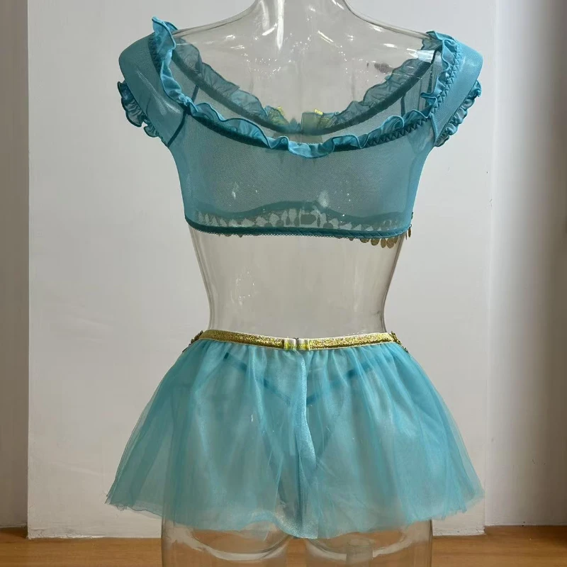 Lovermore エキゾチックな魅力のセクシーなセットランジェリーオフショルダースパンコールペンダント装飾魅惑的なチュールセックススーツ大人のセクシーなセット