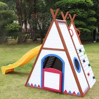 Kids outdoor tent small house princess castle dollhouse girl play house slide solid wood climbing frame sand pit