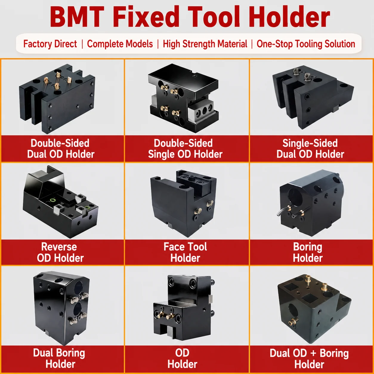 BMT65 tool holder, fixed tool holder, static tool block, live tool holder, driven tool holder, CNC lathe turret tool holder