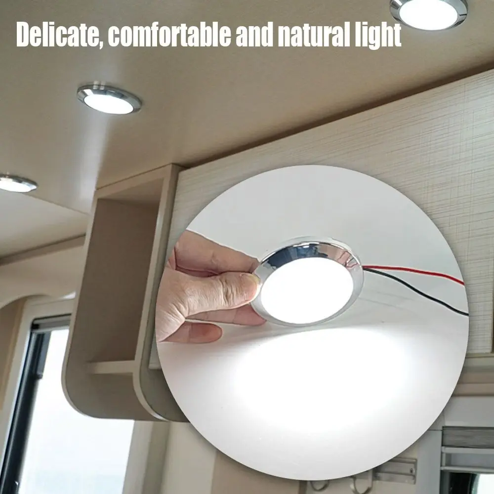 Ultra-thin RV 12V/24V LED Touch Lamp Round Dome Light Reading Light Ceiling Lamp